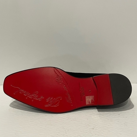 Emilio Franco shoes loafer black suede slip on red sole - Picture 7 of 7